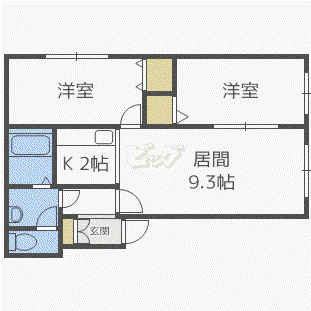 ハイデンス6-22(2LDK/2階)の間取り写真