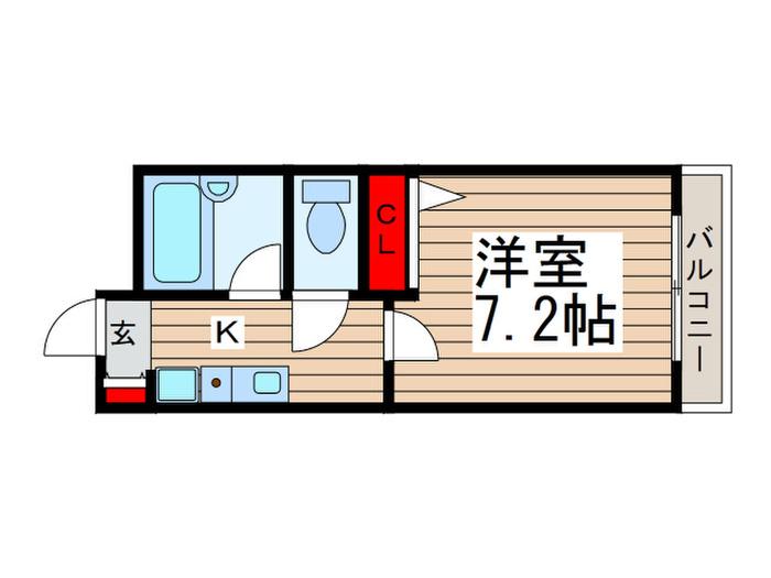 ローズガーデン カスタリア(1K/2階)の間取り写真