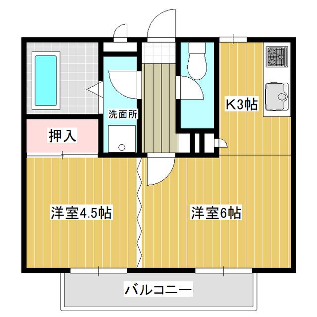 稲葉ハイツ(1DK/2階)の間取り写真
