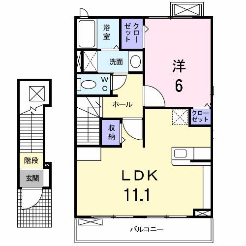サンレジェ(1LDK/2階)の間取り写真
