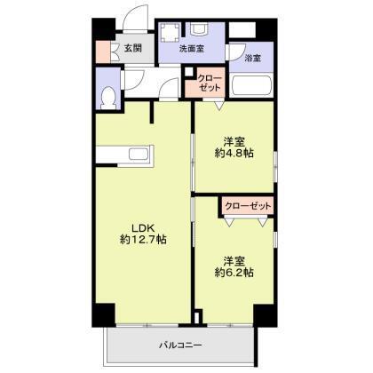 マーシスマルル(2LDK/2階)の間取り写真