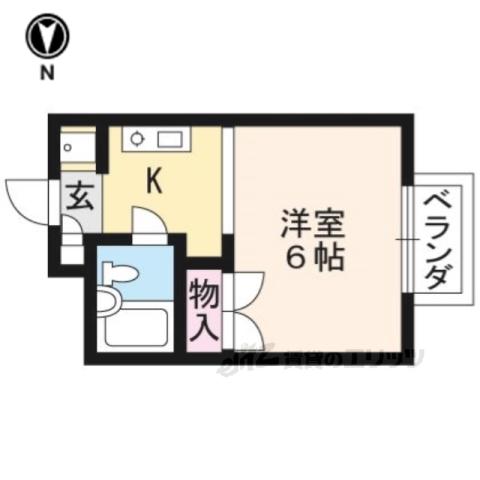 北大路ハイムB棟(1K/2階)の間取り写真