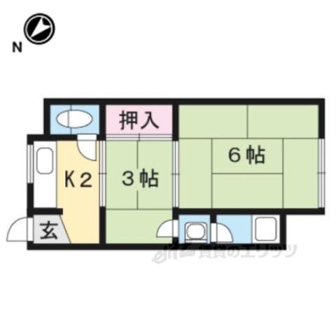 大和アパート(2K/2階)の間取り写真