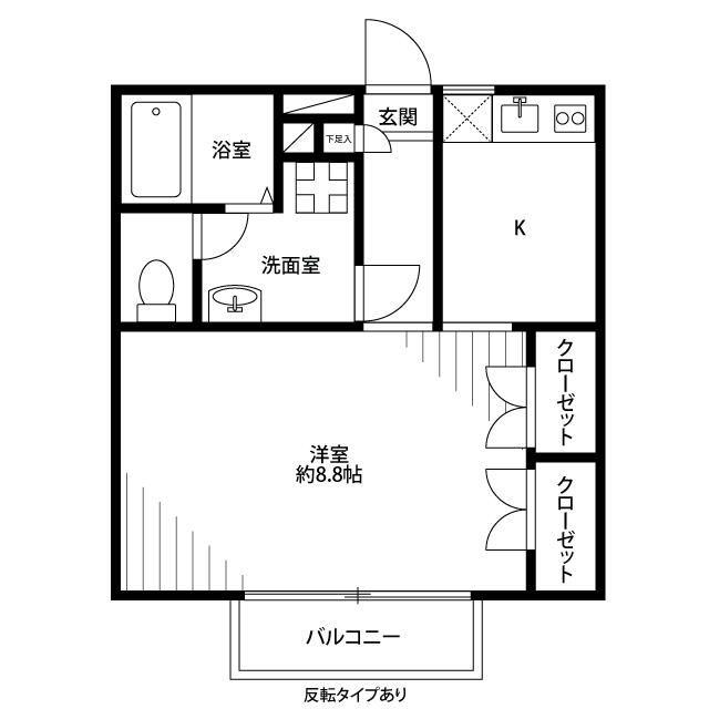 アムール SAZEMII(1K/2階)の間取り写真