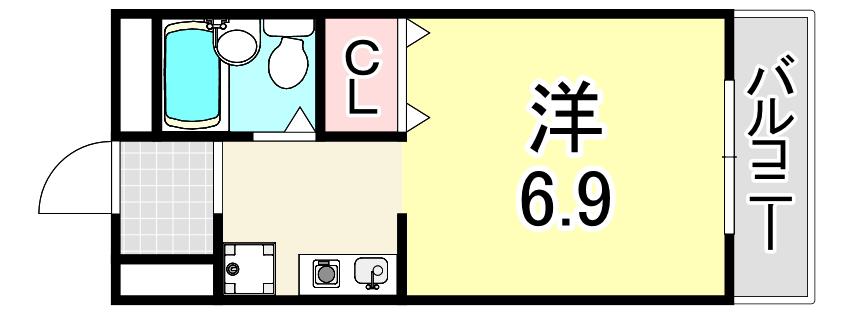 リバーサイドハイツ米田(1K/2階)の間取り写真