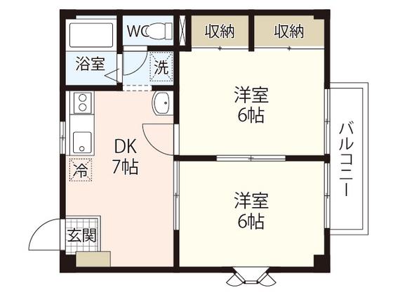ニューシティ神寝(2DK/1階)の間取り写真