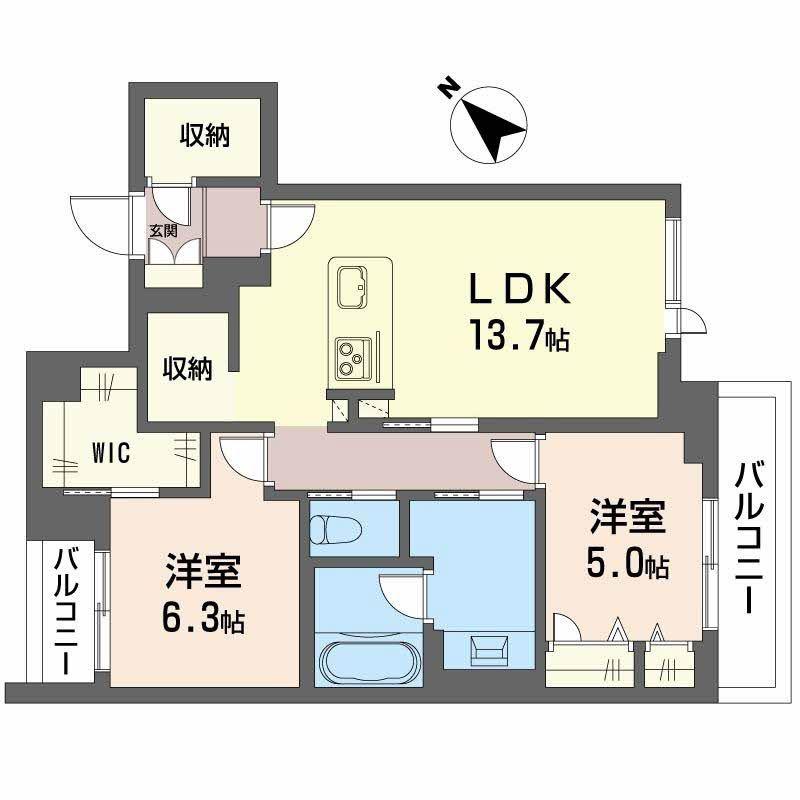 JR東北本線 東仙台駅 徒歩9分 3階建 新築(2LDK/1階)の間取り写真