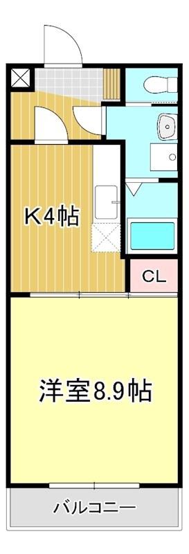 エクシード田町(1K/4階)の間取り写真