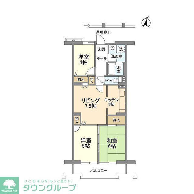 コーポレート中央林間1号棟(3LDK/6階)の間取り写真