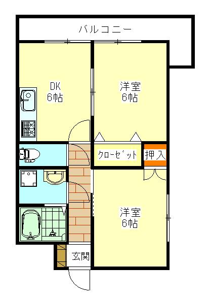 レジデンスミイチ(2DK/10階)の間取り写真