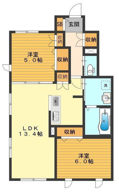 ヴァンベール(2LDK/1階)の間取り写真
