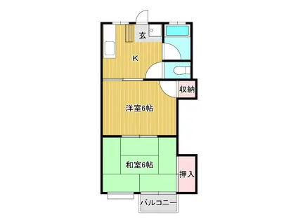 ラフォーレ新石山(2K/2階)の間取り写真