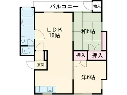 グランデール長園 B棟(2LDK/1階)の間取り写真