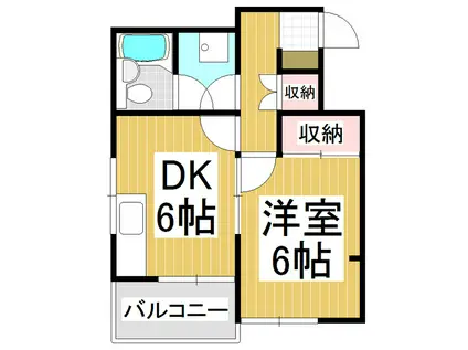 カザコシスカイハイツ(1DK/2階)の間取り写真