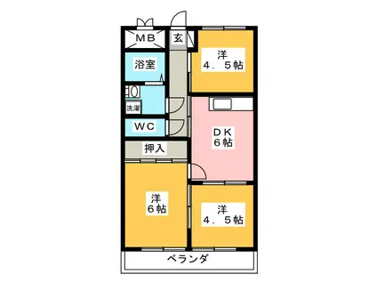 サンハイツスター(3DK/2階)の間取り写真