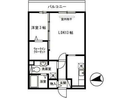 レフィナードカルチェ B棟(1LDK/2階)の間取り写真