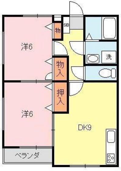 エステート石原 A(2LDK/2階)の間取り写真