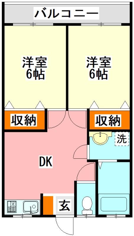 APT柏の森(2DK/1階)の間取り写真