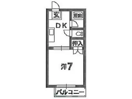 西ハイツ2(1DK/1階)の間取り写真