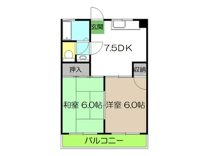 コーポミルキーウェイII(2DK/3階)の間取り写真