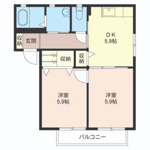 アビタシオンII(2K/1階)の間取り写真