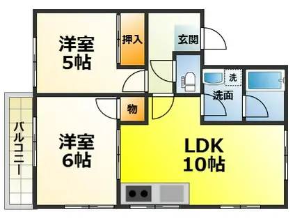 ROTES HEIM(2LDK/2階)の間取り写真