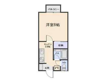 ピースフルK II(1K/2階)の間取り写真