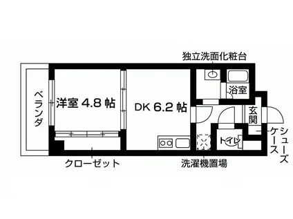 ジン・クロワール(1DK/1階)の間取り写真