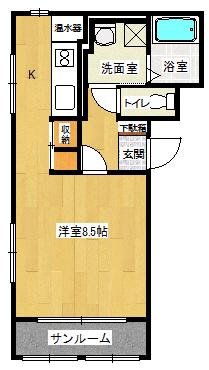 K-FLAT1(1K/1階)の間取り写真