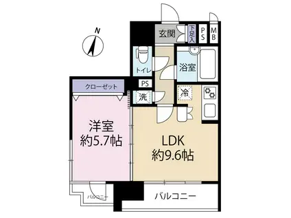 アヴァンツァーレ一番町(1LDK/2階)の間取り写真