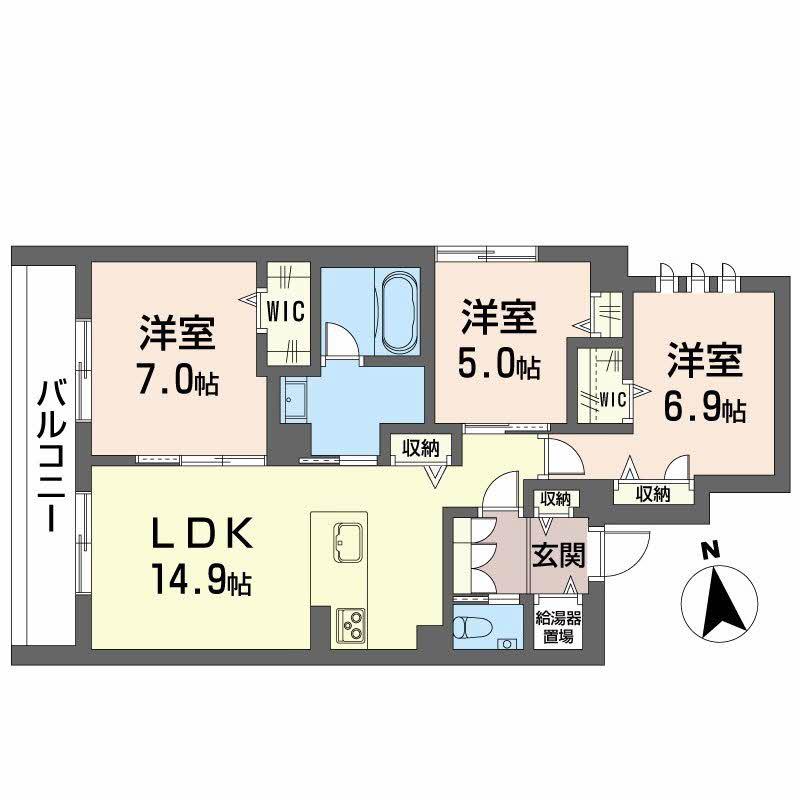 ポルターナII(3LDK/3階)の間取り写真