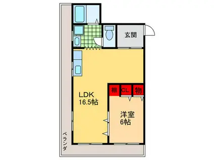 ケベック(1LDK/3階)の間取り写真