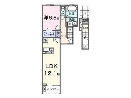 ソルフィー イースト(1LDK/2階)の間取り写真