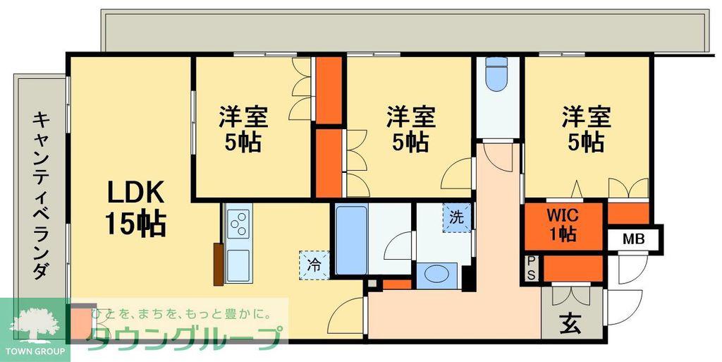 シャルマンおおたかの森(3LDK/2階)の間取り写真