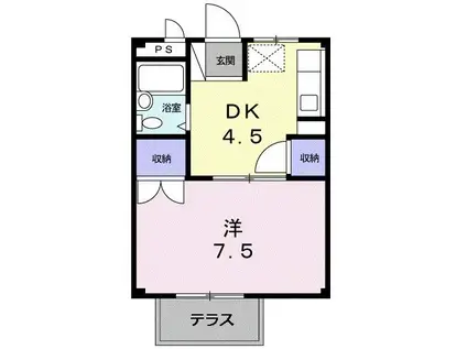 コーポ茶の木(1DK/1階)の間取り写真