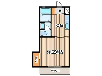 シルキーハウスK(1K/1階)の間取り写真