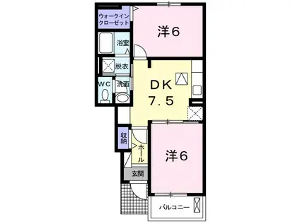 エム・ソレイユII(2DK/1階)の間取り写真