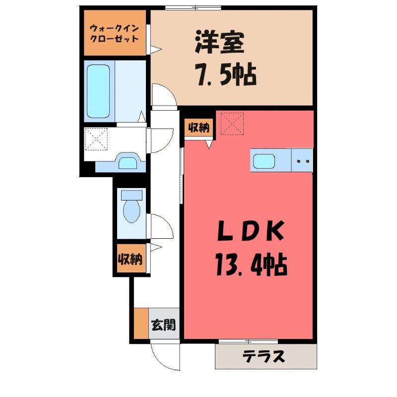 スクエアA(1LDK/1階)の間取り写真
