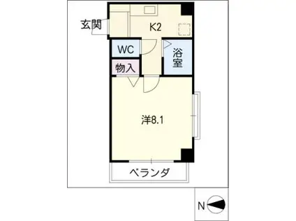 グローリィ(1K/3階)の間取り写真