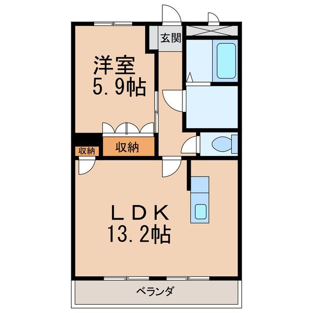 わかやま電鉄貴志川線 日前宮駅 徒歩20分 2階建 築19年(1LDK/2階)の間取り写真