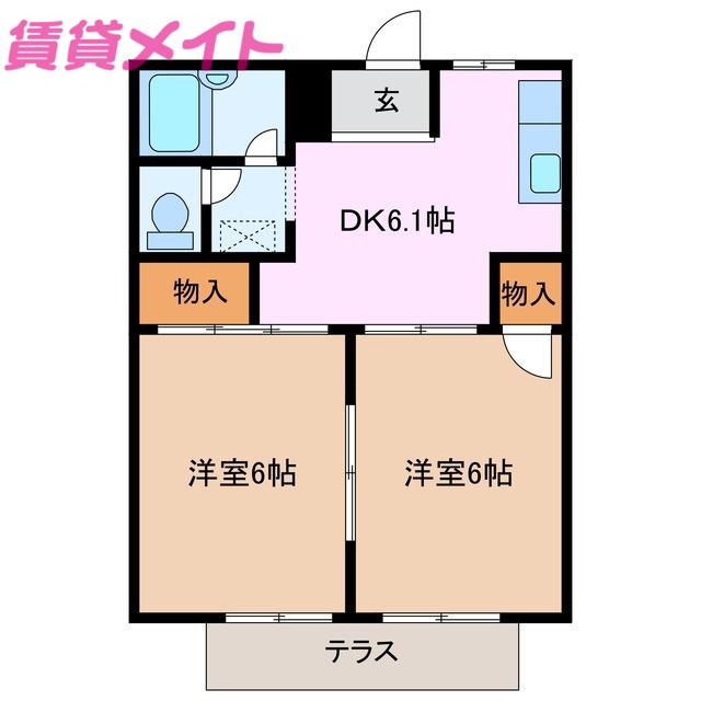 シティハイツフォレスト(2DK/1階)の間取り写真