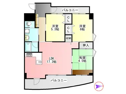 四季の里 春棟(3LDK/1階)の間取り写真