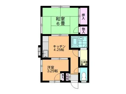 ハイツ汲沢(2K/1階)の間取り写真