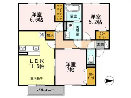 エクセレント早瀬(3LDK/2階)の間取り写真