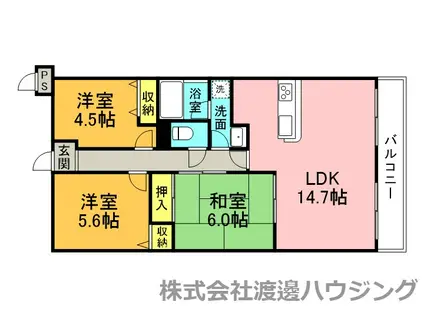 コートアメニティ江坂(2LDK/8階)の間取り写真