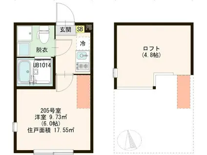 ATELIER M 堀切菖蒲園(ワンルーム/2階)の間取り写真