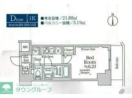 ルフレプレミアム横浜リーヴァ(1K/5階)の間取り写真