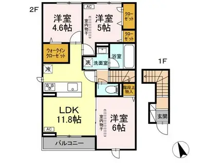 グラースK(3LDK/2階)の間取り写真