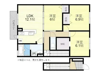 ウィット川崎2 C棟(3LDK/2階)の間取り写真