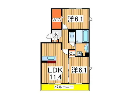 セルリアA棟(2LDK/3階)の間取り写真